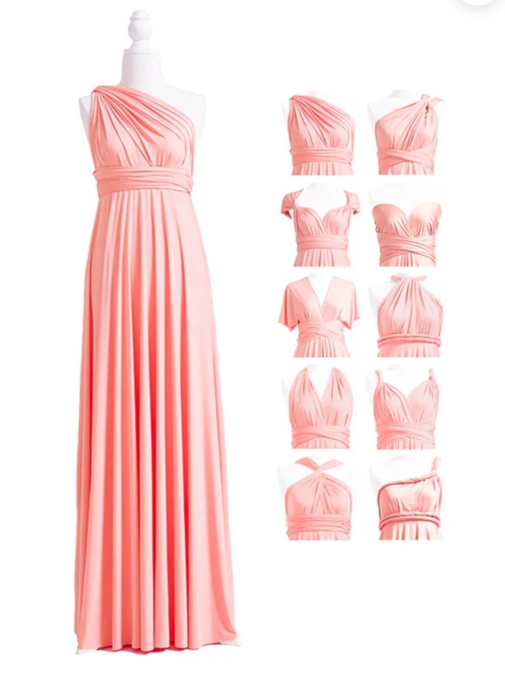 Convertible  Maxi Dress in Coral